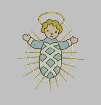 Enfant Jésus polyrésine avec paille différe